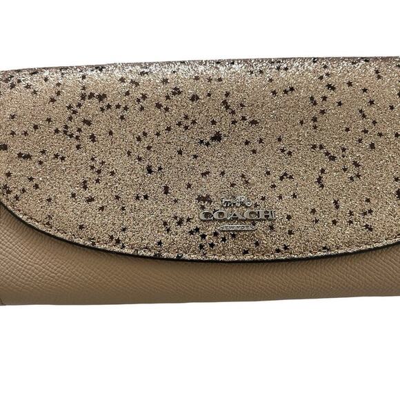 Coach Gold Glitter And Stars Slim Envelope Leather Wallet Large F38692 - Picture 2 of 11